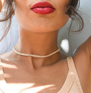 Σετ Κολιέ Ριβιέρα Choker Και Βραχιόλι Από Ανοξείδωτο Ατσάλι Επιχρυσωμένο 24Κ Με Ορθογώνια Ζιργκόν MI15228