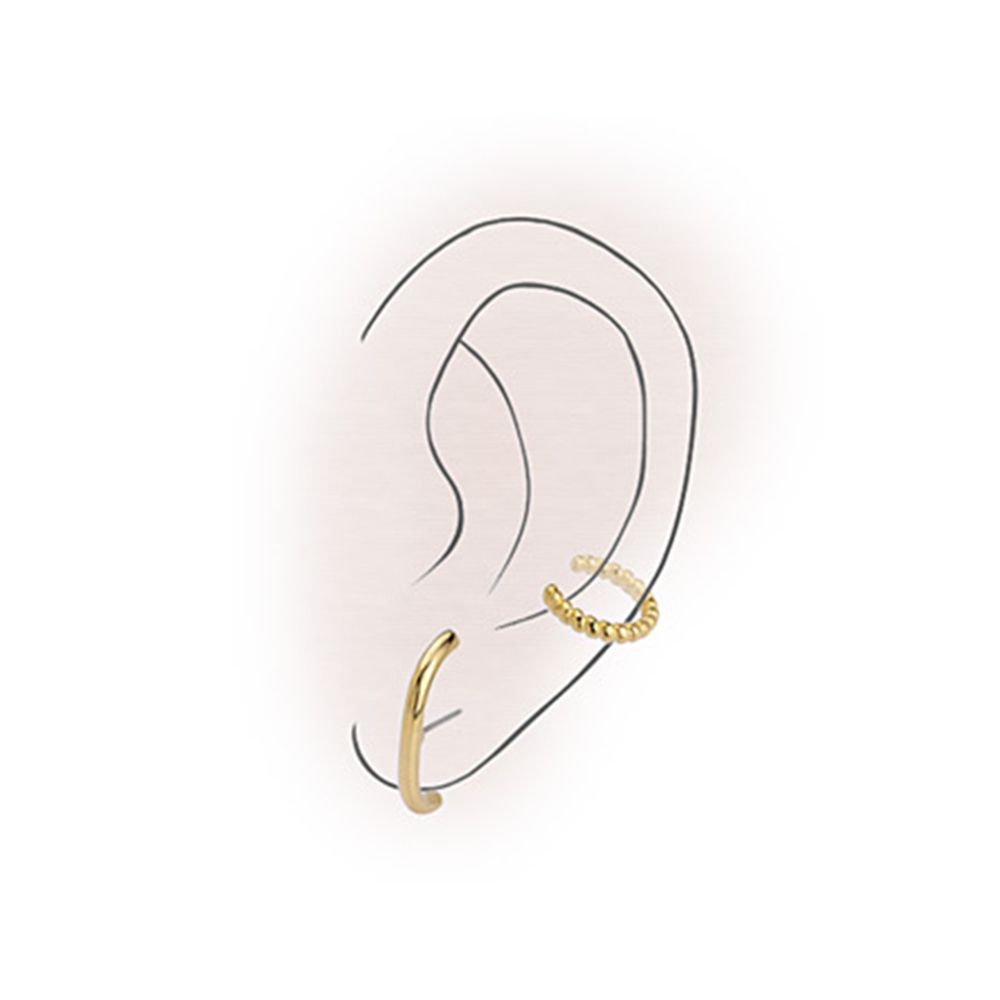 Σετ Σκουλαρίκι Λοβού Και Earcuff Από Ορείχαλκο Επιχρυσωμένο 24Κ PF47487